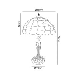 Lincoln 2 Light Curved Table Lamp E27 With 40cm Tiffany Shade, Beige, Clear Crystal, Aged Antique Brass - thumbnail 2