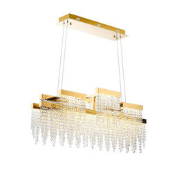 Bano Linear 3 Light Dimmable Pendant 46W LED, 4000K, 3700lm, French Gold / Crystal Chain, 3yrs Warranty - thumbnail 1