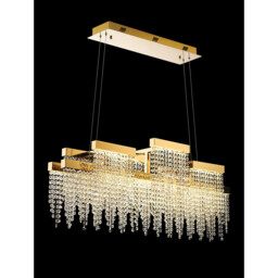 Bano Linear 3 Light Dimmable Pendant 46W LED, 4000K, 3700lm, French Gold / Crystal Chain, 3yrs Warranty - thumbnail 2