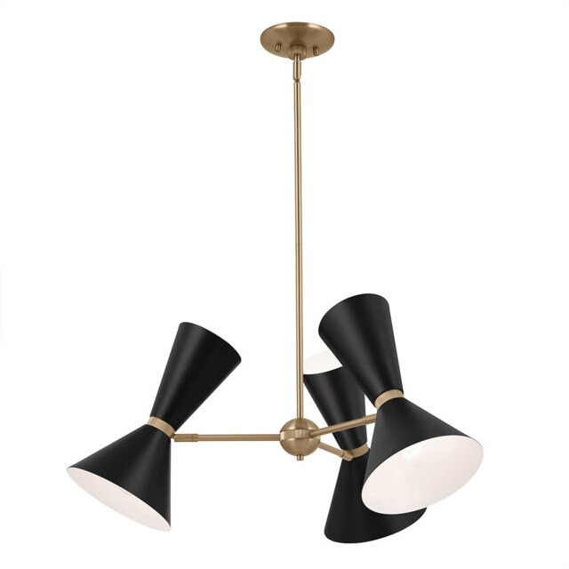 Kichler Phix Multi Arm Pendant Ceiling Light Contemporary Champagne Bronze, Black 6x E27 - image 1