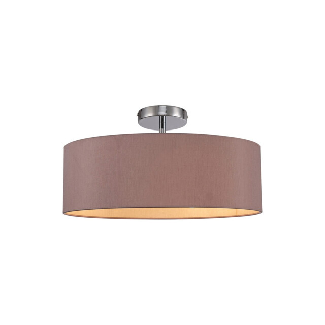 Baymont Polished Chrome 3 Light E27 Drop Flush, With 45cm x 15cm Dual Faux Silk Shade, Taupe/Halo Gold - image 1