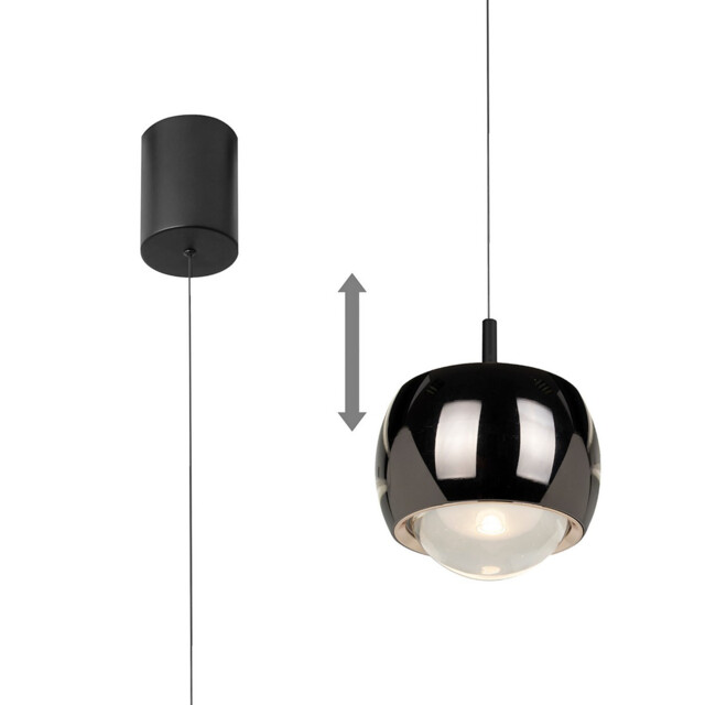 Roller Rise And Fall Pendant, 12W LED, 3000K, 1000lm, Chrome/Black, 3yrs Warranty - image 1