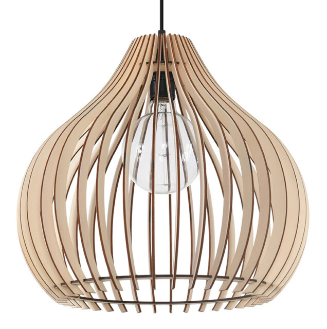 Aprilla Wire Frame Pendant Light Natural Wood E27 - image 1