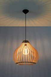 Aprilla Wire Frame Pendant Light Natural Wood E27 - thumbnail 3