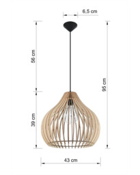 Aprilla Wire Frame Pendant Light Natural Wood E27 - thumbnail 5