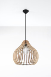 Aprilla Wire Frame Pendant Light Natural Wood E27 - thumbnail 2