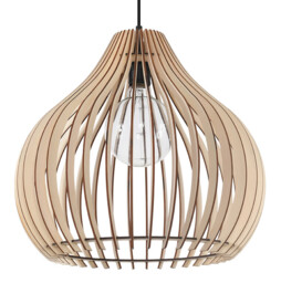 Aprilla Wire Frame Pendant Light Natural Wood E27 - thumbnail 1
