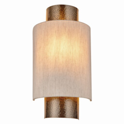 Indara 1 Light Wall Aged Hammered Bronze, Natural Linen Fabric, E14 - thumbnail 5