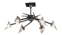 Flavia Telescopic Ceiling Pendant Semi Flush Convertible Round 6 Light G9, Black Chrome - thumbnail 5