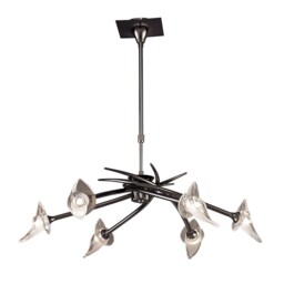 Flavia Telescopic Ceiling Pendant Semi Flush Convertible Round 6 Light G9, Black Chrome - thumbnail 3