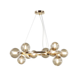 Maytoni Dallas Modern 1 Globe Pendant Ceiling Light Gold, Cognac Shade, G9 - thumbnail 2