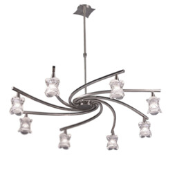 Rosa Del Desierto Telescopic Pendant 8 Light G9, Satin Nickel