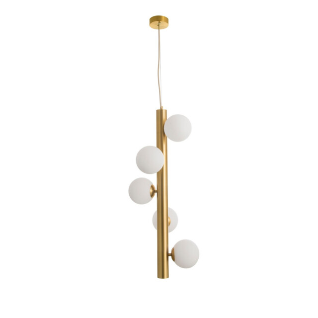 Jaklin 5 Light Globe Pendant Ceiling Light Opal Glass Antique Brass Metal Gold Fabric Wire LED G9 - image 1