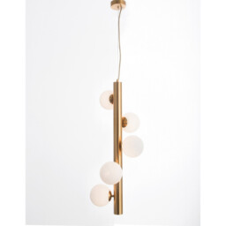 Jaklin 5 Light Globe Pendant Ceiling Light Opal Glass Antique Brass Metal Gold Fabric Wire LED G9 - thumbnail 3