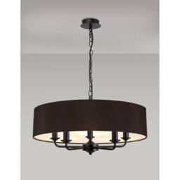 Banyan 5 Light Multi Arm Pendant With 60cm x 15cm Faux Silk Fabric Shade Matt Black/Black - thumbnail 2