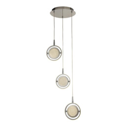 Gyroscope 3 Light Drop LED Ring Pendant Chrome, Crystal Sand 3000K - thumbnail 1
