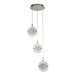 Gyroscope 3 Light Drop LED Ring Pendant Chrome, Crystal Sand 3000K - thumbnail 2