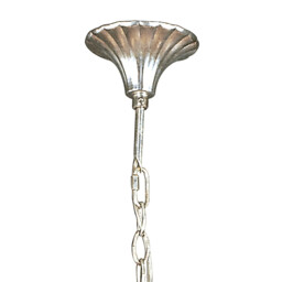 Paola Linear Pendant 2 Arm 6 Light E14, Silver Painted With Cream Shades & Black Glass Droplets - thumbnail 5