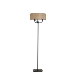 Banyan 3 Light Switched Floor Lamp With 45cm x 15cm Organza Shade Matt Black/Soft Bronze - thumbnail 5