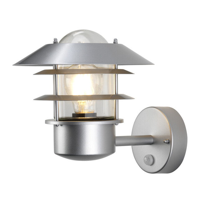 Helsingor 1 Light Outdoor Lantern Light Silver with PIR Motion Sensor IP44, E27 - image 1