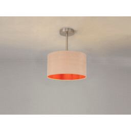 Baymont Satin Nickel E27 Semi Flush With 30cm x 17cm Dual Faux Silk Shade, Antique Gold/Ruby - thumbnail 2