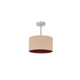 Baymont Satin Nickel E27 Semi Flush With 30cm x 17cm Dual Faux Silk Shade, Antique Gold/Ruby - thumbnail 5