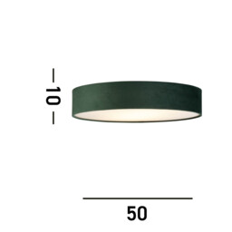 Drum Pleat 3 Light Velvet Flush, Green Shade - thumbnail 3