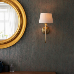 Rouen & Cici Wall Lamp with Shade Antique Brass Plate & Ivory Linen Mix Fabric - thumbnail 5