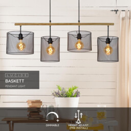 Baskett Vintage Bar Pendant Light - 4xE27 - Black - Special Offer - thumbnail 2