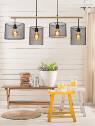 Baskett Vintage Bar Pendant Light - 4xE27 - Black - Special Offer - thumbnail 5