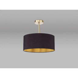 Baymont Antique Brass E27 Semi Flush With 40cm x 18cm Dual Faux Silk Shade, Midnight Black/Green Olive - thumbnail 2