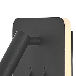 Cayman Square Wall + Reading Light, 6W + 3W LED, 3000K, 620lm Total, Individually Switched, Sand Black, 3yrs Warranty - thumbnail 3