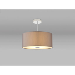 Baymont Polished Chrome 3 Light E27 Semi Flush With 40cm x 18cm Faux Silk Shade, Grey/White Laminate - thumbnail 2