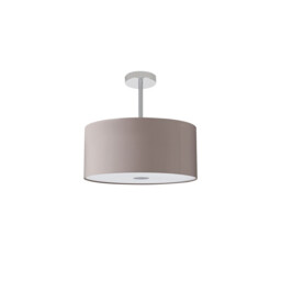 Baymont Polished Chrome 3 Light E27 Semi Flush With 40cm x 18cm Faux Silk Shade, Grey/White Laminate - thumbnail 5