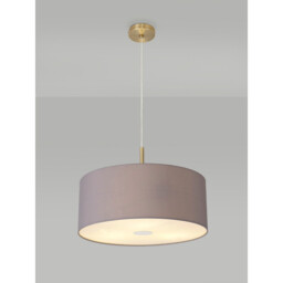 Baymont Antique Brass 3 Light E27 Single Pendant With 50cm x 20cm Faux Silk Shade, Grey/White Laminate - thumbnail 2