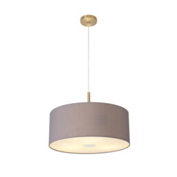 Baymont Antique Brass 3 Light E27 Single Pendant With 50cm x 20cm Faux Silk Shade, Grey/White Laminate - thumbnail 5
