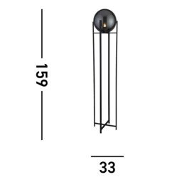 Amsterdam 1 Light Matt Black Floor Lamp Round Smokey Glass Shade - thumbnail 5