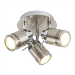 Samson 3 Light Bathroom Ceiling Spotlight Satin Silver IP44, GU10 - thumbnail 1