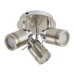 Samson 3 Light Bathroom Ceiling Spotlight Satin Silver IP44, GU10 - thumbnail 2