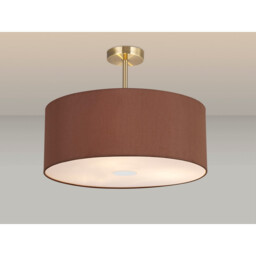 Baymont Antique Brass 3 Light E27 Semi Flush With 50cm x 20cm Dual Faux Silk Shade, Cocoa/Grecian Bronze - thumbnail 2