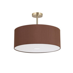 Baymont Antique Brass 3 Light E27 Semi Flush With 50cm x 20cm Dual Faux Silk Shade, Cocoa/Grecian Bronze - thumbnail 5
