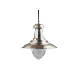 Fisherman 1 Light Dome Ceiling Pendant Satin Silver, Clear Glass Medium, E27 - thumbnail 2