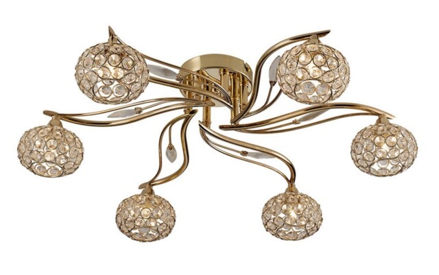 Leimo Flush Ceiling 6 Light French Gold, Crystal - image 1