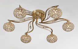 Leimo Flush Ceiling 6 Light French Gold, Crystal - thumbnail 2