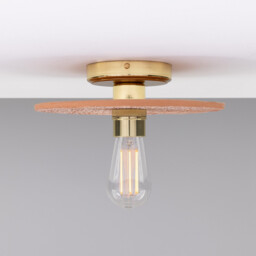 Bog Oak Ceiling Light, Red Iron, Polished Brass
