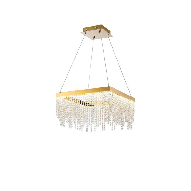 Bano Square Dimmable Pendant 29W LED, 4000K, 3400lm, French Gold / Crystal Chain, 3yrs Warranty - image 1