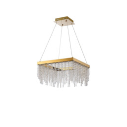 Bano Square Dimmable Pendant 29W LED, 4000K, 3400lm, French Gold / Crystal Chain, 3yrs Warranty - thumbnail 3