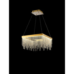 Bano Square Dimmable Pendant 29W LED, 4000K, 3400lm, French Gold / Crystal Chain, 3yrs Warranty - thumbnail 2