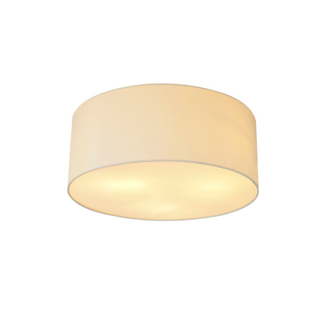 Baymont White 3 Light E27 Universal Flush Ceiling Fixture With 50cm x 20cm Faux Silk Shade, Ivory Pearl/White Laminate - image 1