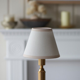 Trobridge Rechargeable Brushed Aged Brass Plate Table Lamp with Vintage White Fabric Ivy Shade 16cm Integrated LED - thumbnail 5